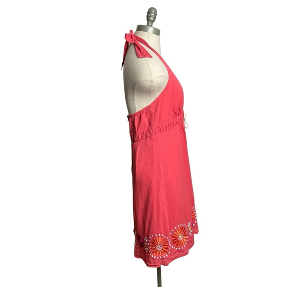 Lilly Pulitzer Women’s Coral Embroidered Floral Halter Cotton Sundress Size 6 - Picture 6 of 13